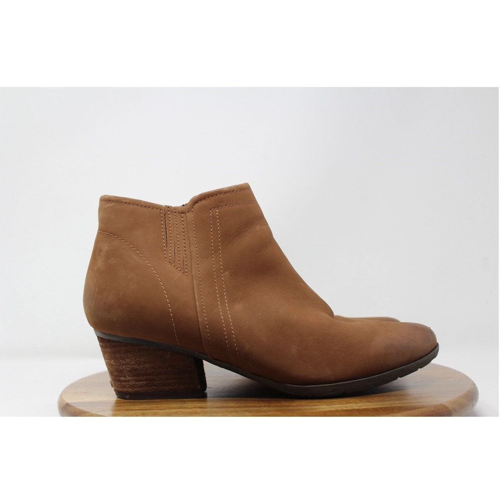 Blondo Valli Waterproof Ankle Boots Leather Block Heel Brown Booties Size 10M